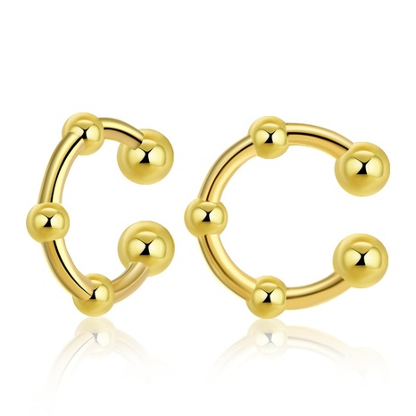 Brass plated 18K real gold without pierced ear bone clip U-shaped peas ear clip earrings's discount tags