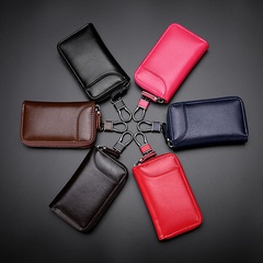 Large-capacity zipper car key case waist leather card case multifunctional fashion key chain