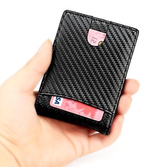 Popular American Gold Clip Men's Wallet New Carbon Fiber Pattern Anti-Theft Swiping Wallet Cowhide Short RFID Wallet Customization