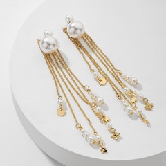 exaggerated pearl long tassel earrings European and American fashion earrings women