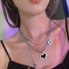 Black love titanium steel round brand letter necklace simple fashion hip-hop clavicle chain