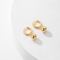 Real gold plating retro metal ball earrings European and American simple fashion earrings