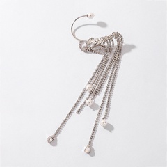 Exaggerated pearl rhinestone tassel long earrings European and American earrings women