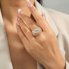 Fashion Simple Retro Elegant Alloy Diamond Joint Ring European and American Cross-Border Hot New Personalized Geometric Ring