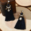 retro earrings flowershaped diamondstudded long handmade tassel earrings women wholesalepicture5