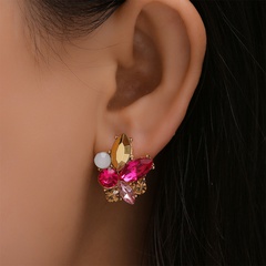 European and American Simple and Compact Rhinestone-Encrusted Ear Studs Individual Colorful Crystals Earring Accessories Factory Direct Sales