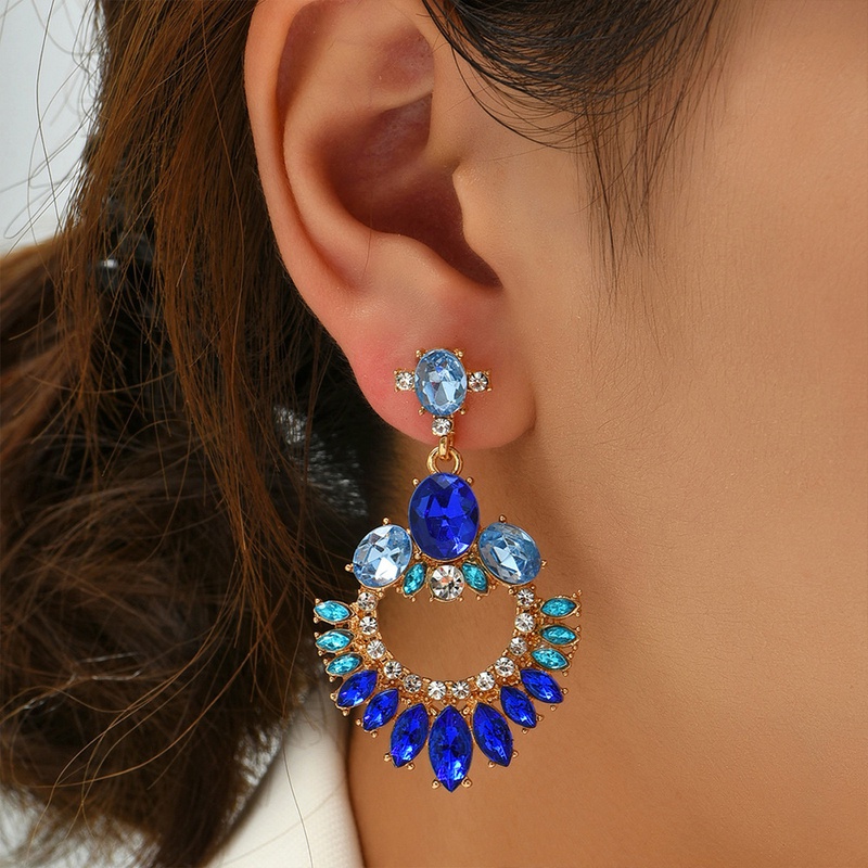 European and American exaggerated alloy diamond earrings female simple tassel earrings wholesale