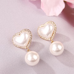 Korean Heart 2021 New Trendy Pearl Drop Earrings Women Wholesale