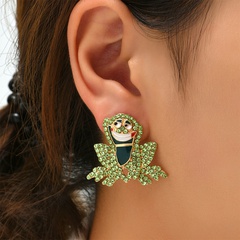 simple creative alloy diamond earrings retro fashion animal frog character element earrings