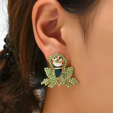 simple creative alloy diamond earrings retro fashion animal frog character element earrings's discount tags