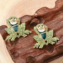 simple creative alloy diamond earrings retro fashion animal frog character element earringspicture4
