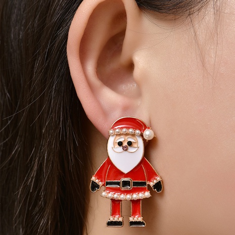 new creative Christmas gift Halloween diamond-studded pearl old man alloy earrings wholesale's discount tags