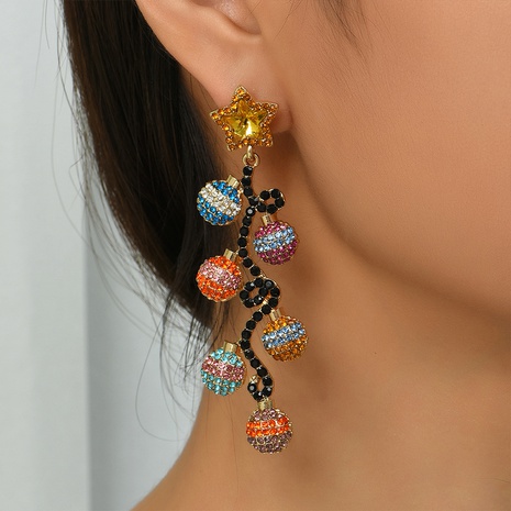 European and American new color diamond ball earrings retro star rhinestone earrings wholesale  NHYAO463572's discount tags