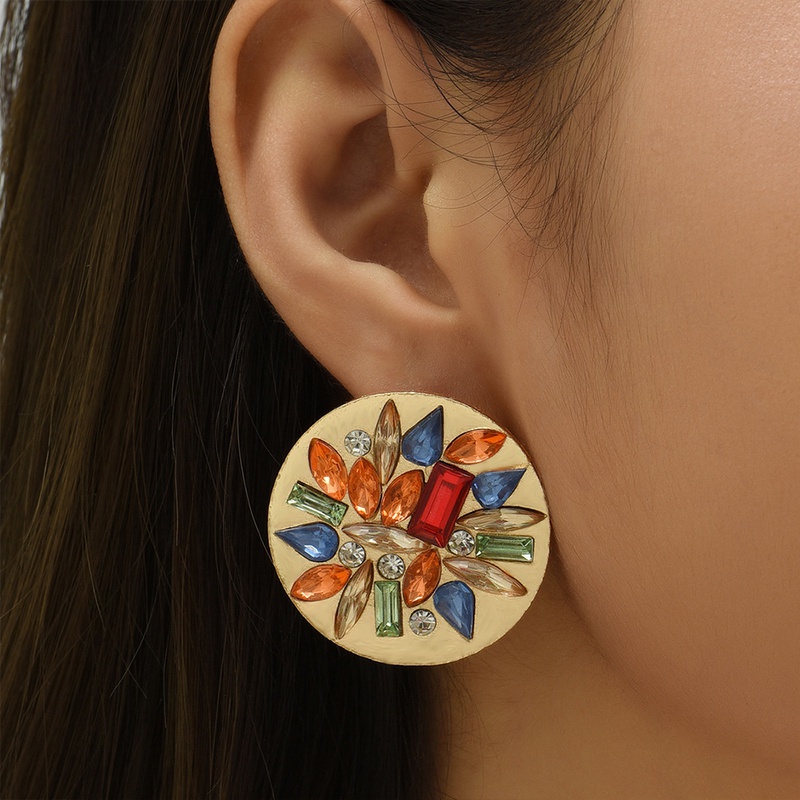 New simple full diamond retro jewelry earrings European and American style ear studs wholesale