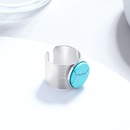 simple new stainless steel turquoise wide ring adjustable opening ringpicture14