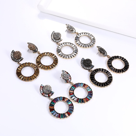 personality Baroque rhinestone colored diamond geometric large circle earrings's discount tags