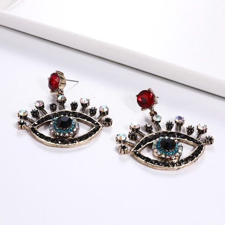 New European and American Famous Retro Personality Baroque Full Diamond Big Eyes Ear Studs AliExpress Wish Hot Selling Earrings's discount tags