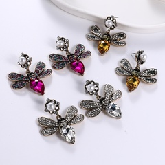 European and American personality creative fashion new bee diamond full diamond multi-layer earrings