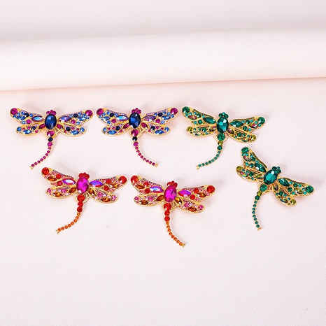 fashion colored diamond series alloy personality exaggerated insect big dragonfly earrings's discount tags