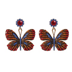 European and American color diamond series alloy diamond rhinestone butterfly earrings