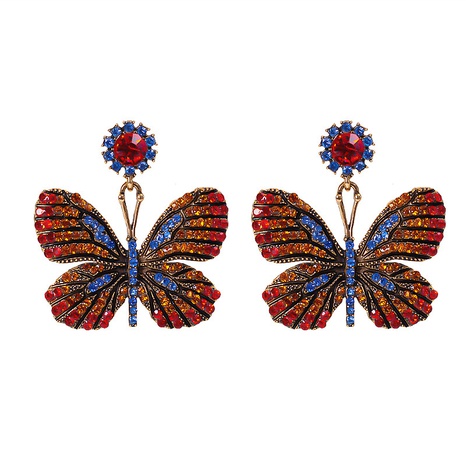 European and American color diamond series alloy diamond rhinestone butterfly earrings's discount tags
