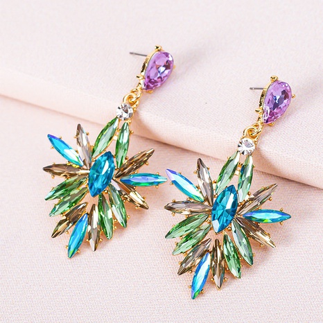 Fashion crystal glass colored diamond series geometric flower earrings's discount tags