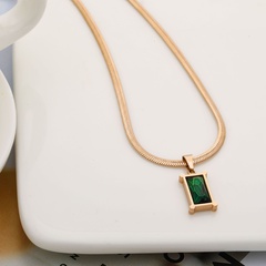 new trendy snake bone chain emerald pendant retro necklace titanium steel 18K gold plated jewelry