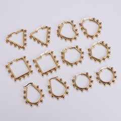 AML Simple Square Triangle Hexagon round Drop-Shaped Heart Welding Stainless Steel round Beads Geometric Earrings