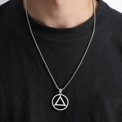 hiphop trendy iron triangle necklace titanium steel pendant jewelry
