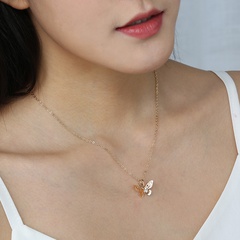 New Korean version of diamond butterfly necklace simple trend short clavicle chain