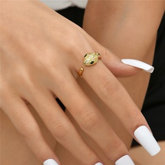 Aogu Cross-Border Supply Copper Plating 18K Gold Micro Inlaid Zircon Ornament Opening Design Snake Shape Ring Adjustable