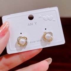 einfache roségoldene Perlenohrringe koreanische neue einfache Retro-Ohrringe weiblicher Großhandel