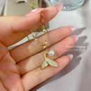 Titanium steel pearl necklace mermaid pendant rice beads simple fishtail necklacepicture9