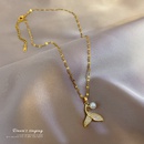 Titanium steel pearl necklace mermaid pendant rice beads simple fishtail necklacepicture11