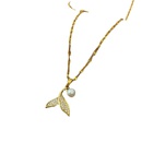 Titanium steel pearl necklace mermaid pendant rice beads simple fishtail necklacepicture12