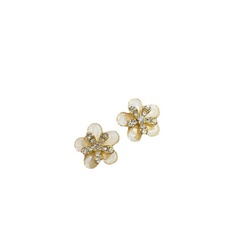 925 Silver Needle Three-Dimensional Flower Sweet Fresh Stud Earrings Korean Double Layer Oil-Spot Glaze Flowers Personality Korean Earrings