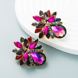 Fashion color diamond series alloy glass diamond flower earrings wholesalepicture11