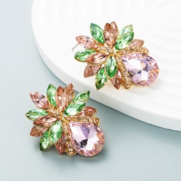 Fashion color diamond series alloy glass diamond flower earrings wholesalepicture13