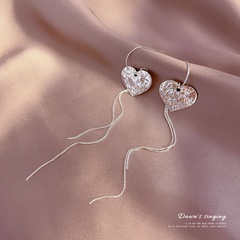 Love Long Fringe Earrings Metal Ins Cold Style Ear Hook Temperament Korean Mori Personality Special-Interest Earrings Women