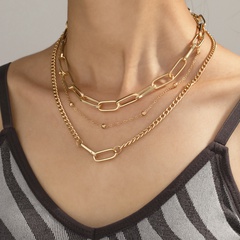 new fashion simple bead necklace personality stitching chain multi-layer necklace sweater chain jewelry