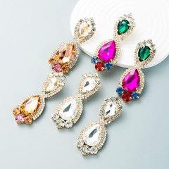 European and American color diamond series alloy full diamond geometric earrings female trend earrings