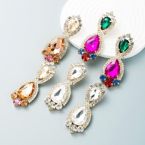 European and American color diamond series alloy full diamond geometric earrings female trend earrings's discount tags