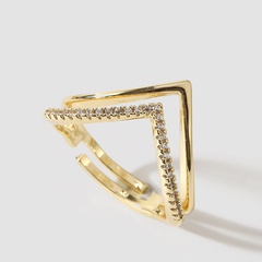 Koreanischer Stil einfache Persönlichkeit exquisite Kupfer eingelegter Zirkonium öffnungs ring ins kreative echte Gold beschichtung farb haltbarer Ring schmuck
