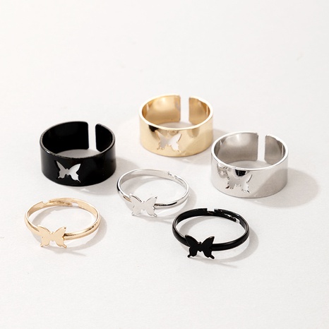 anillo de mariposa conjunto creativo hueco personalidad estilo punk anillo de pareja NHGY463994's discount tags