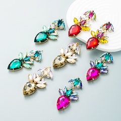 Exaggerated European and American style drop-shaped multi-layer alloy diamond-studded earrings female