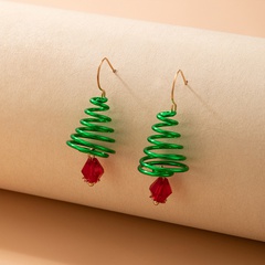 Europäische und amerikanische grenz überschreitende Weihnachts ferien Neue Produkte Grüner Weihnachts baum Spiral Ohr haken Geometrische Perlen Anhänger Ohrringe