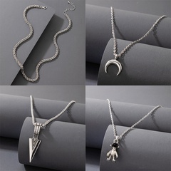 2021 New European and American Autumn Punk Necklace Hip Hop Fashion Metallic Single Layer Necklace Trendy Sweater Chain
