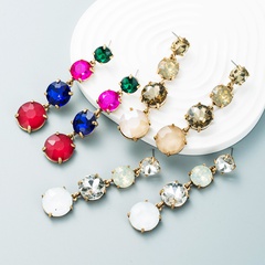 Fashion color diamond series alloy super flash long earring female wholesale