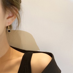 European and American Simple Geometric Crystal Earrings Female Ins Style Fashion Vintage Earrings Cold Style Niche Trend Ear Rings