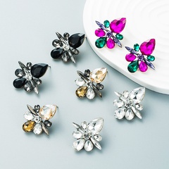European and American exaggerated alloy full diamond geometric earrings trendy retro earrings wholesale